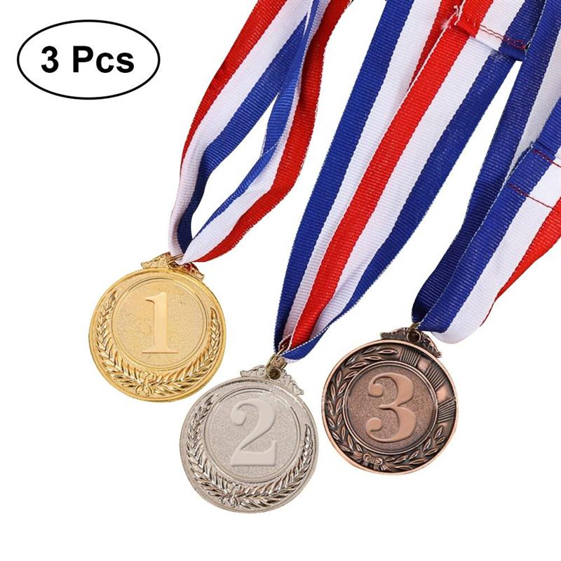3 Stuks Metalen Award Medailles Met Hals Lint Goud Zilver Brons Olympische Stijl Voor Sport Academics Of Alle Concurrentie