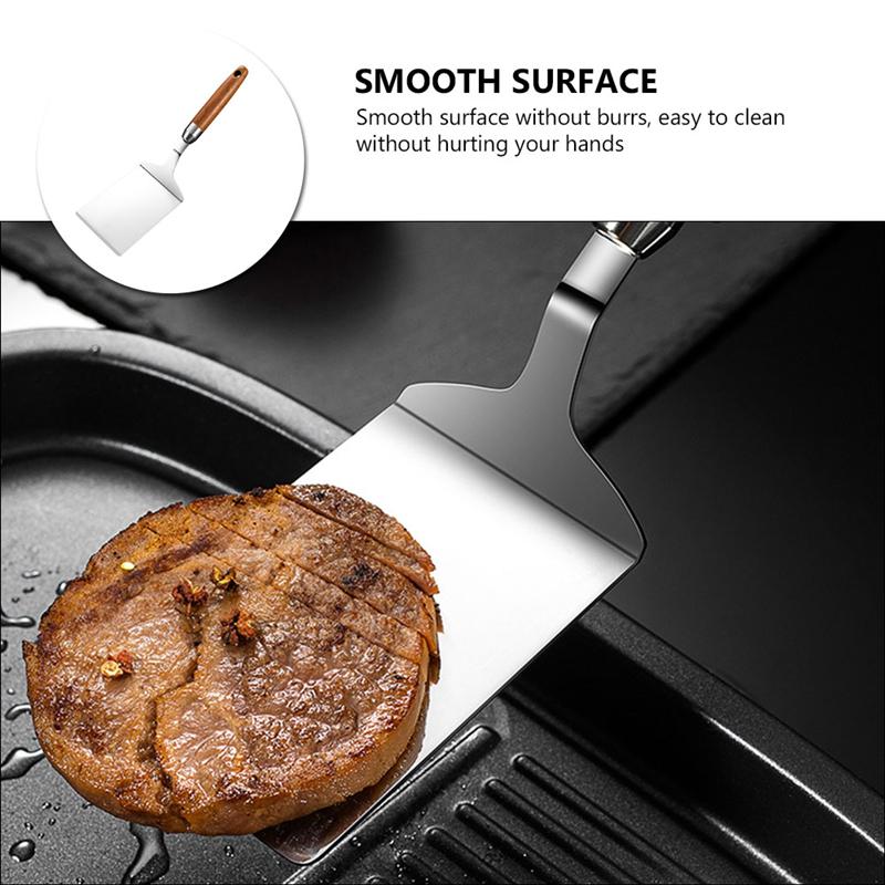 1Pc Stainless Steel Steak Spatula Multi-Function Teppanyaki Tool Cooking Iron Plate Roast Steak Shovel Pizza Shovel (Silver)