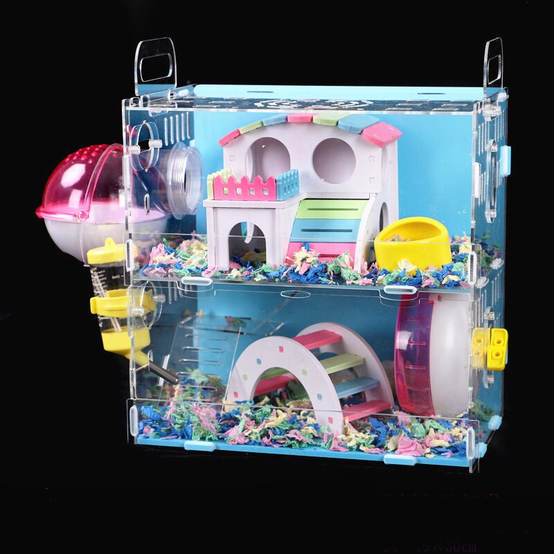Grote Maat Hamster Huis Acryl Transparant Hamsterkooi Wielen Kleine Huisdier Villa Cavia Kooi Speelgoed Nest Accessoire 30x20x30CM: jk-5
