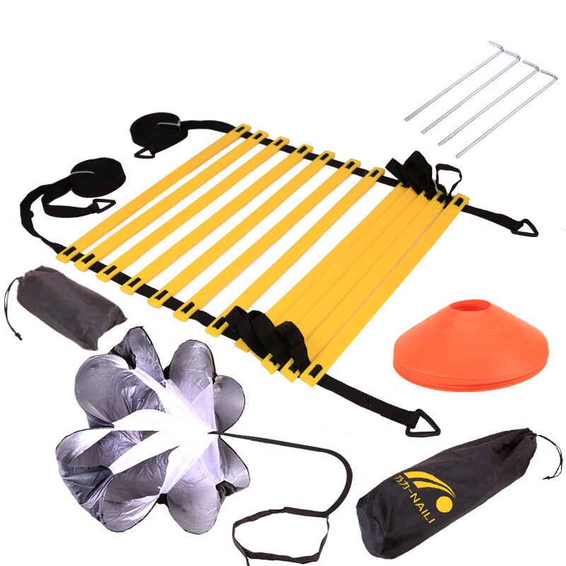 Fotarbete fitness set fotboll fotboll snabbhet smidighet träning stege markör skiva motstånd fallskärm rep hoppa utrustning kit: Paket 1