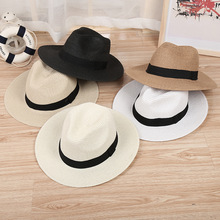 Women's Sun Hat Ribbon Round Flat Top Straw DIY Beach Panama Hat Summer Hats For Women Straw Hats Snapback Gorras