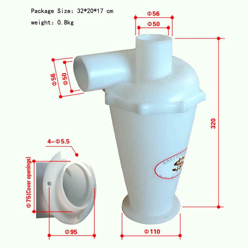 Upgrade Industrial and Household Bagless Cyclone Dust Collector High Efficiency Dust Catcher Turbo SN50T6 With Flange