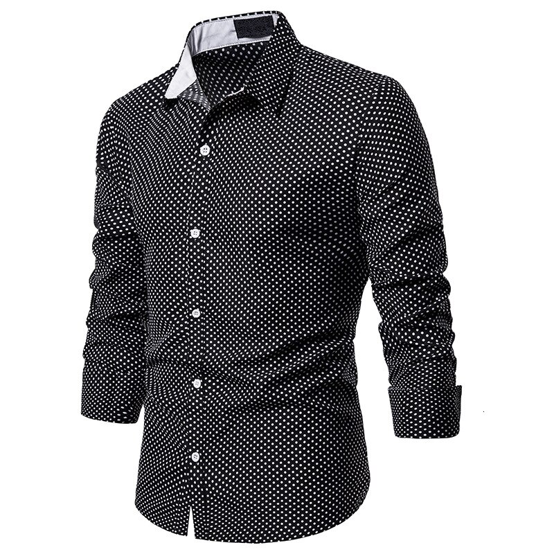 Herfst Mannen Slim Fit Stip Shirt Mannelijke Lange Mouwen Gedrukt Casual Zaken Shirt Tops S-2XL