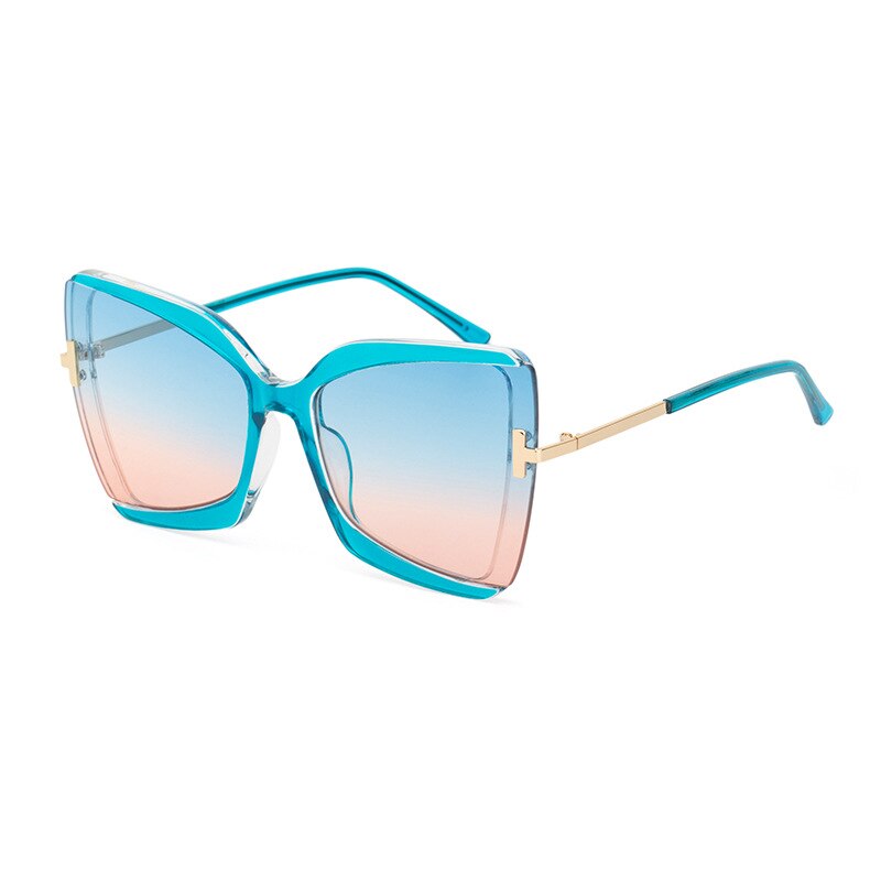 Brand t solbriller overdimensionerede firkantede kvinder solbriller kvindelig stor ramme farverige nuancer fpr kvinder oculos: Blå lyserød