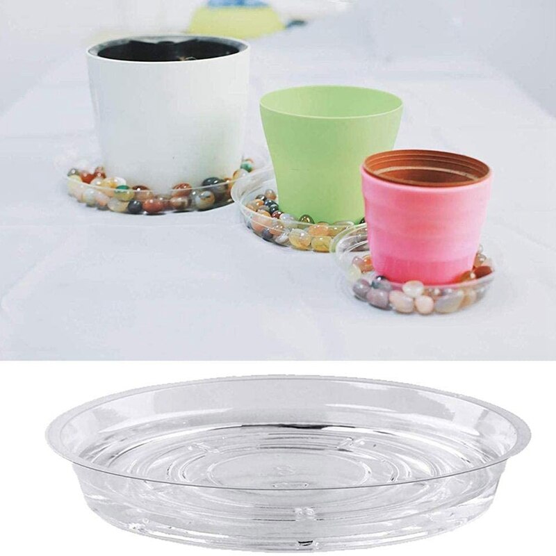 Clear Plant Saucers Excellent Transparent Drip Tray Flower Pot Mat for Indoor & Outdoor Plants 24 Pieces/Set