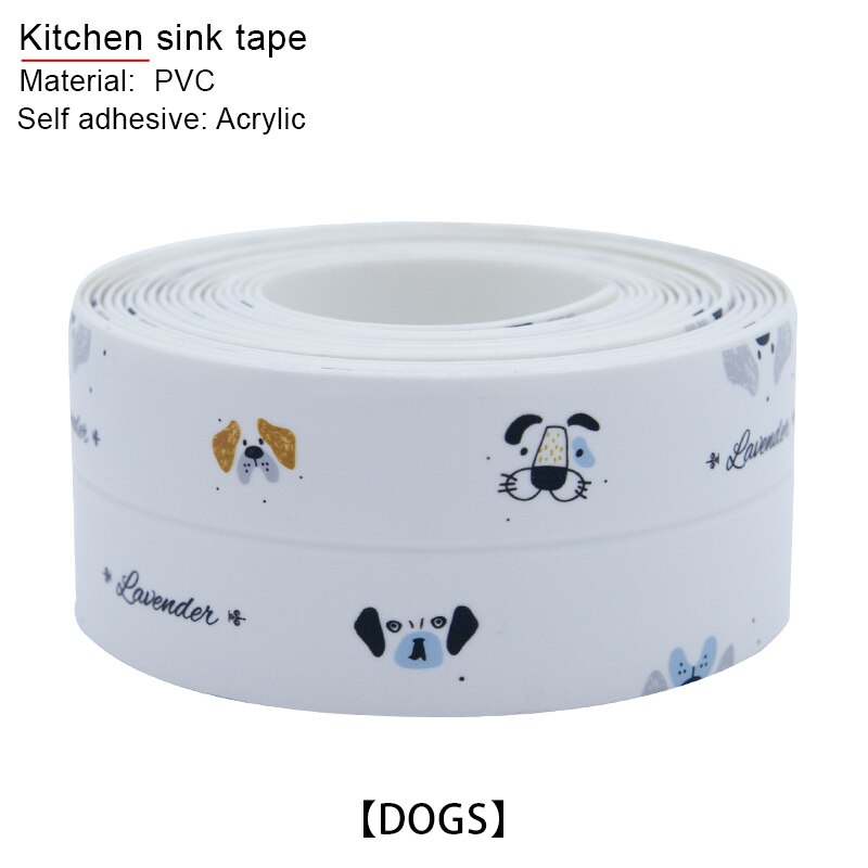 Style AcrylicTraceless Tape For Bathroom Kitchen Shower Sink Bathtub Seal Tape Caulk Strip Waterproof Sticker Sink Edge Tape: Acrylic 3.8 Dogs
