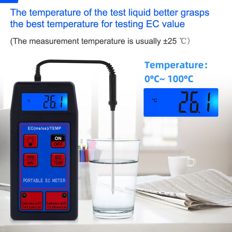 Newest EC-8423 Digital EC Meter 2 in 1 TEMP EC Tester Conductivity Meters Water Test Tool for Pool Drink Water A