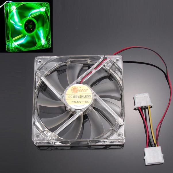 Koelventilator Licht Quad 4-LED Licht Neon Clear 120mm PC Computer Case Cooling Fan Mod voor CPU Koeler/PC Case l0914 #2: GN