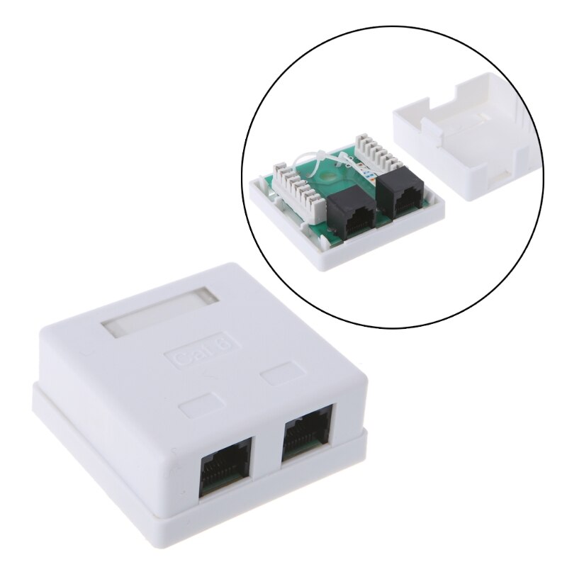 RJ45 Junction Box CAT6 Network Connector 2 Port Desktop Extension Cable Box 53CF