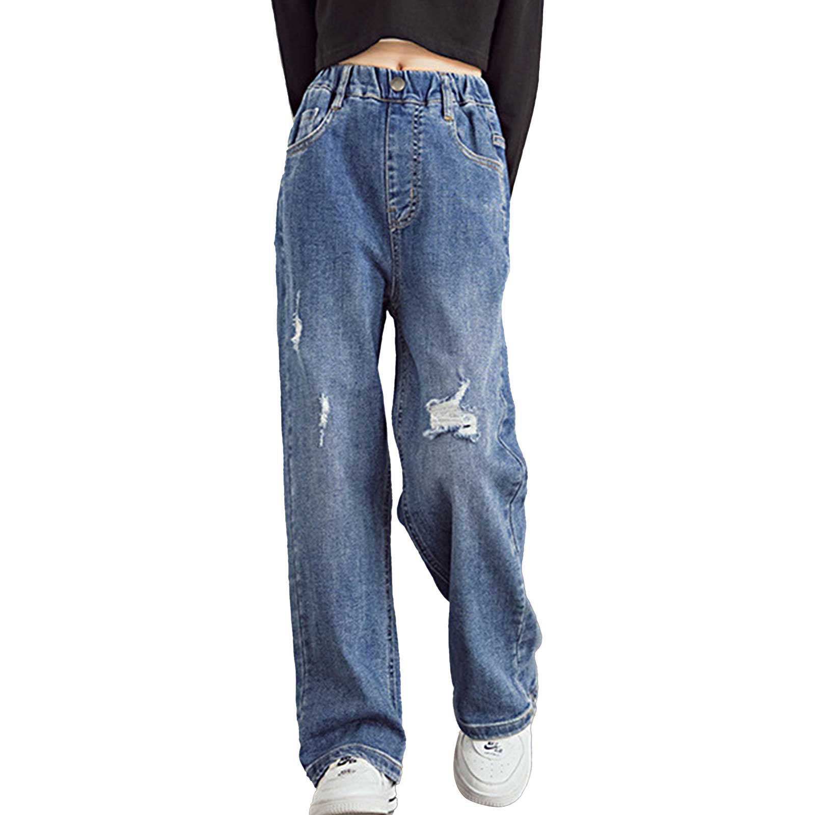 Jungen Baggy Jeans Straight Leg - Bequeme Stretch Jeans Mit Elastischer Taille