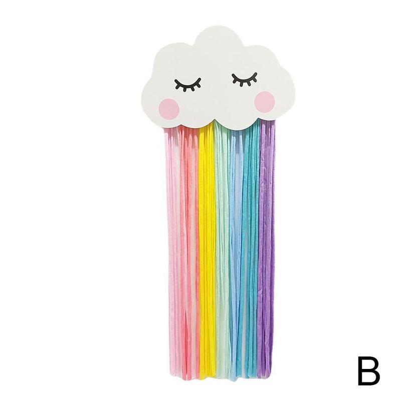 Clouds Rainbow Wall Hanging Decor Storage Belt For Girls Hair Clips Barrette Hairband Hanging Organizer Strip Holder Ornament: B