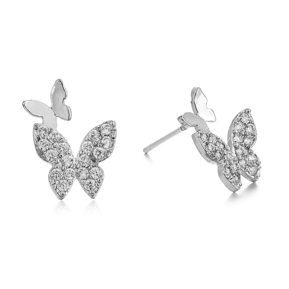1 Paar Volledige Boor Asymmetrische Vlinder Oorbellen Hollow Golden Ferry Vlinder Crystal Ear Bone Clip Voor Vrouwen Sieraden: H
