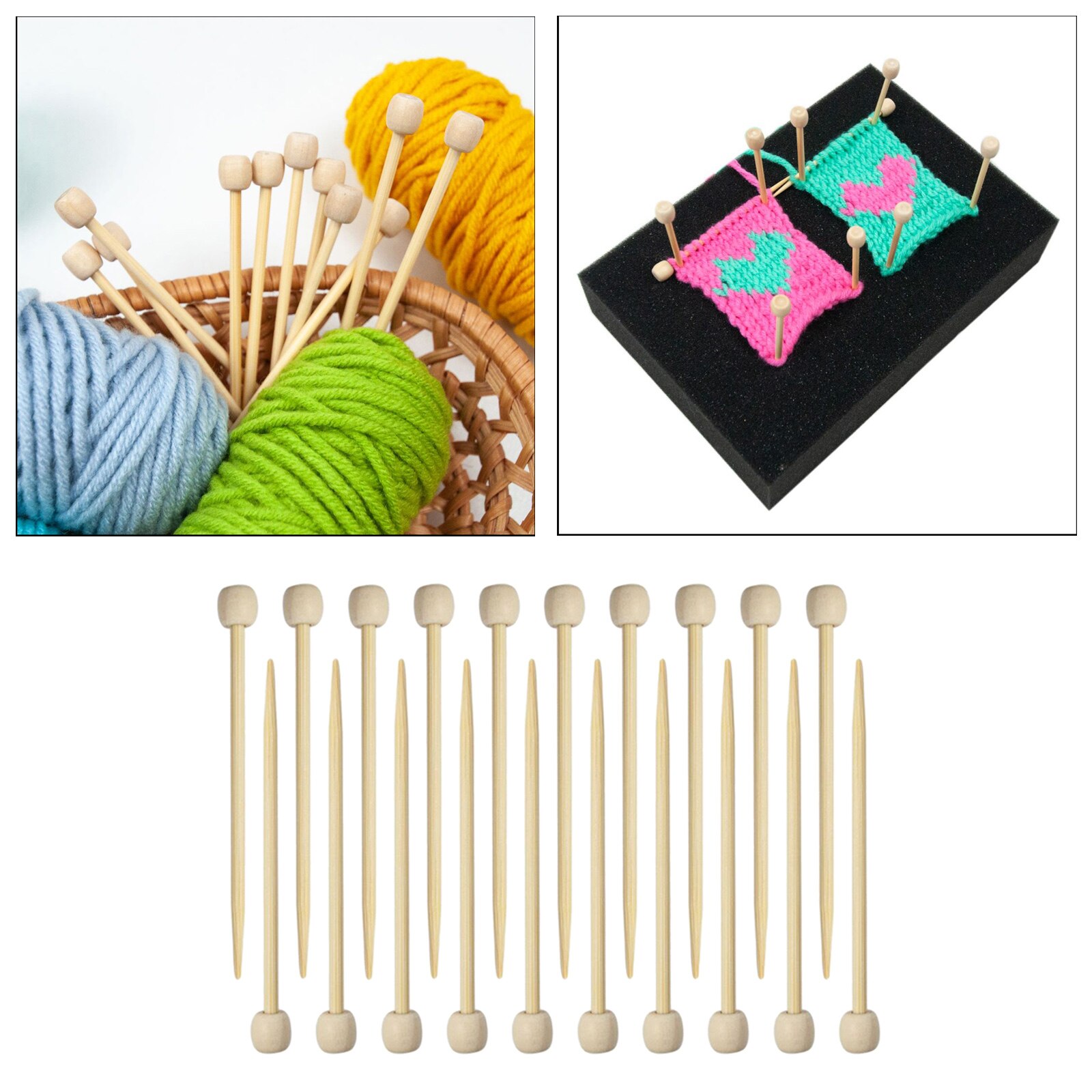 Bamboo Knitting Needles Set Carbonized Wooden Knit Needle Set for Handmade