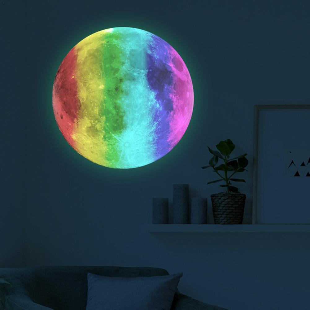 Ästhetische 3D Luminous Glow In The Dark Moon Wand Aufkleber Abnehmbare Dekoration Fluoreszierende Aufkleber Mond Wand Hause Zimmer
