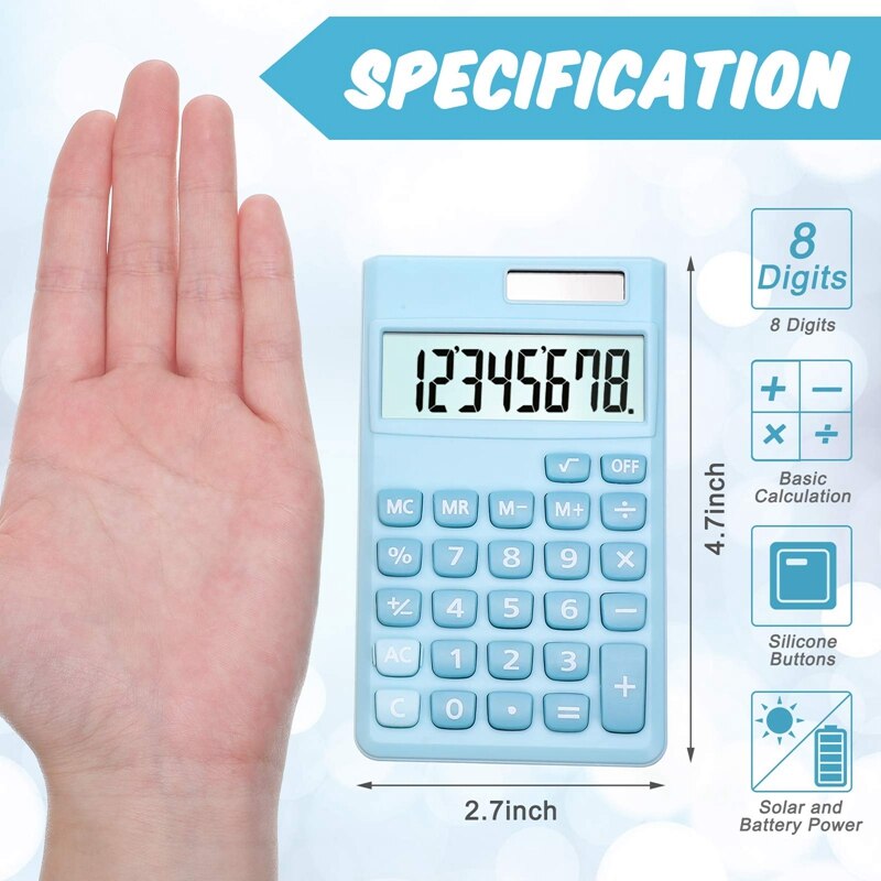 Calculators Mini Digital Desktop Calculator with 8-Digit LCD Display, Battery Solar Power Smart Calculator Pocket Size