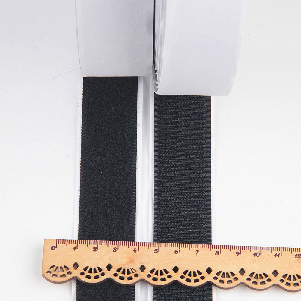 Black White Hook and Loop 2 Rolls 3cm*1 Meter Sticky Self-Adhesive Magic Sticker 30mm Adhesive Fastener Grip Tape Strong Glue