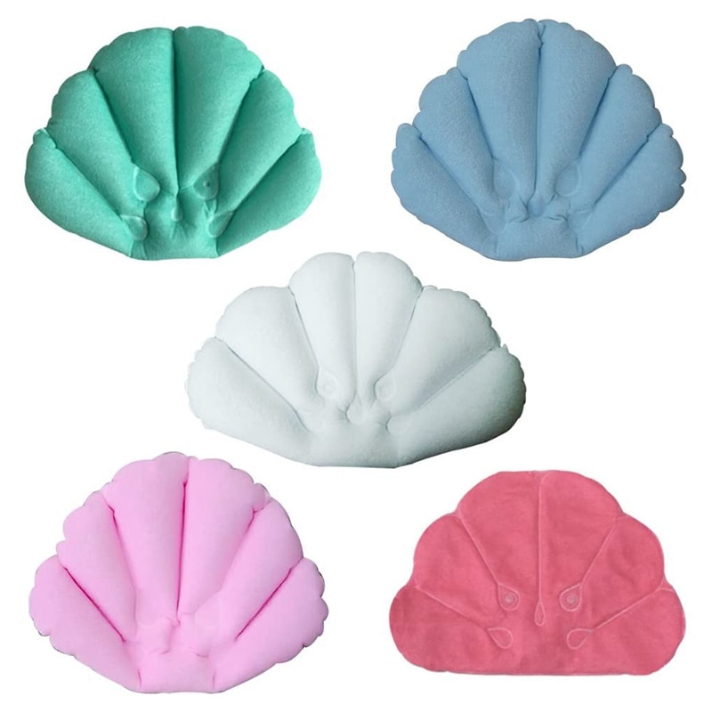 Badeværelse oppustelig shell formet spa pude blød ryg hals pude til badekar, løb farve
