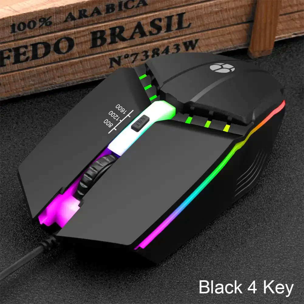 Universal USB Wired Gaming Mouse 1600 DPI 3 Buttons Game LED Optical Ergonomics Mouse For PC Laptop Computer Accessories: PURPLE