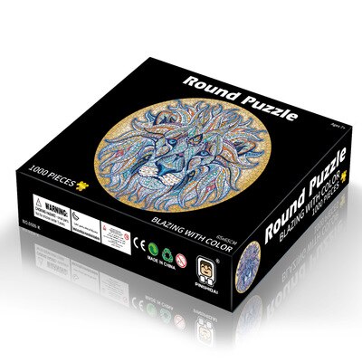 Puzzels 1000 Stuks Ronde Legpuzzels Regenboog Aarde Maan Palet Intellectuele Spel Voor Volwassenen En Kinderen Puzzel: lion