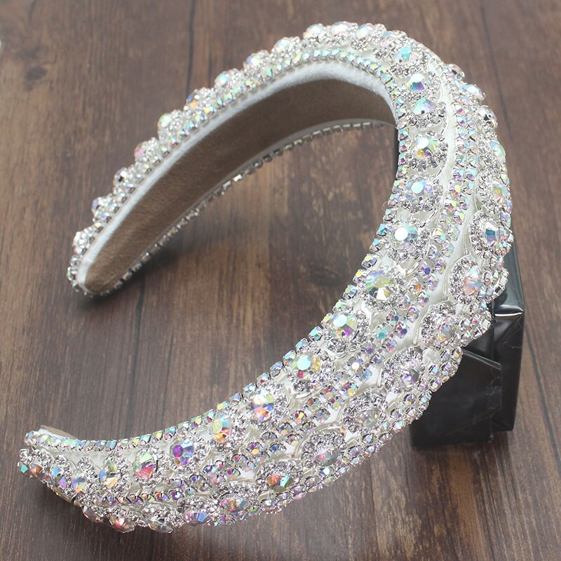 Diadema de lujo palaciego estilo europeo para mujer, bandana con diamantes de imitación brillantes, cristal barroco, esponja gruesa, para