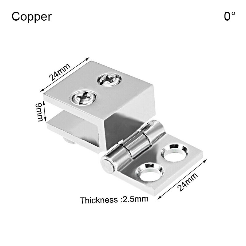2 Pcs Glass Door Hinge Cupboard Showcase Cabinet Hinge Durable Glass Clamp Home JAN88