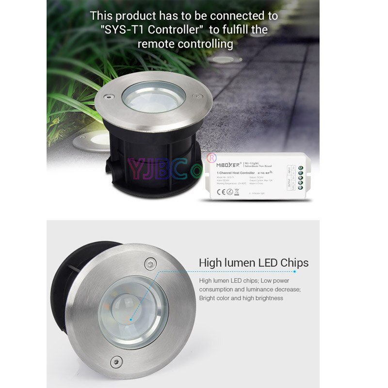Miboxer Rgb + Cct Led Ondergrondse Licht SYS-RD1 SYS-RD2 5W 9W Ondergeschikte Lamp Waterdicht Spotlight Outdoor Light Remote controle
