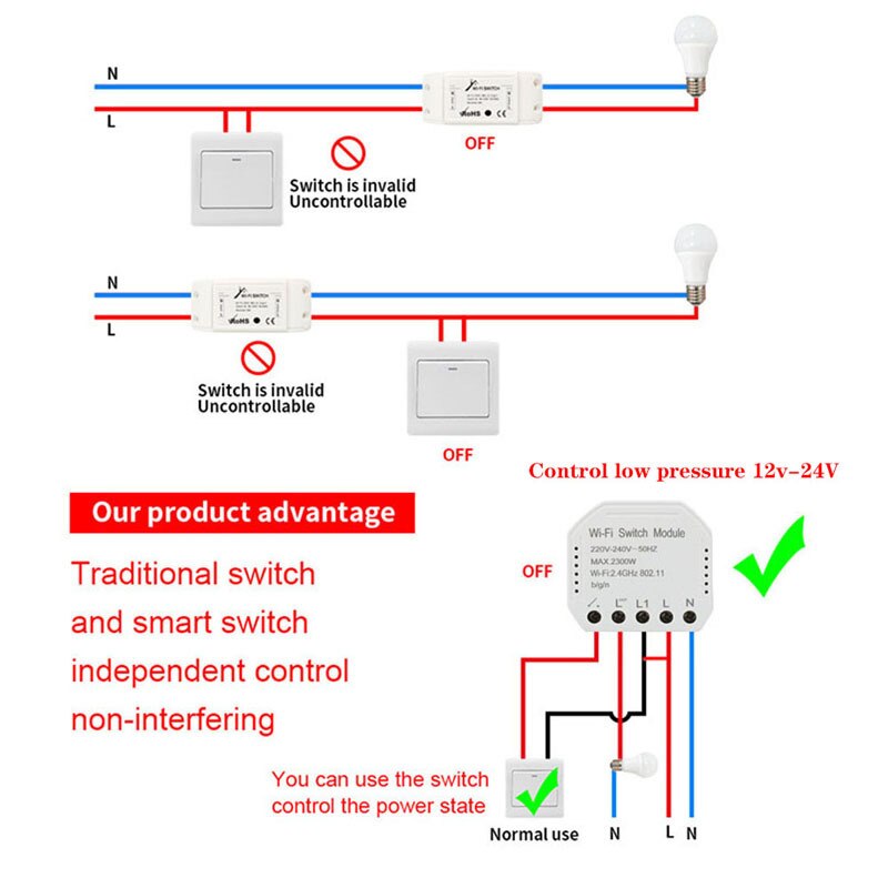 WIFI intelligent on-off device concealed intelligent switch graffiti remote control Alexa google