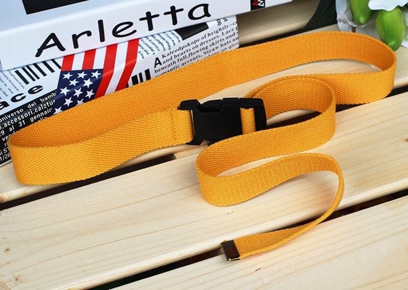 Adultes réglable tout-Match ceinture unisexe Style coréen toile ceintures Vintage en plastique boucle élastique couleur unie longue ceinture: orange