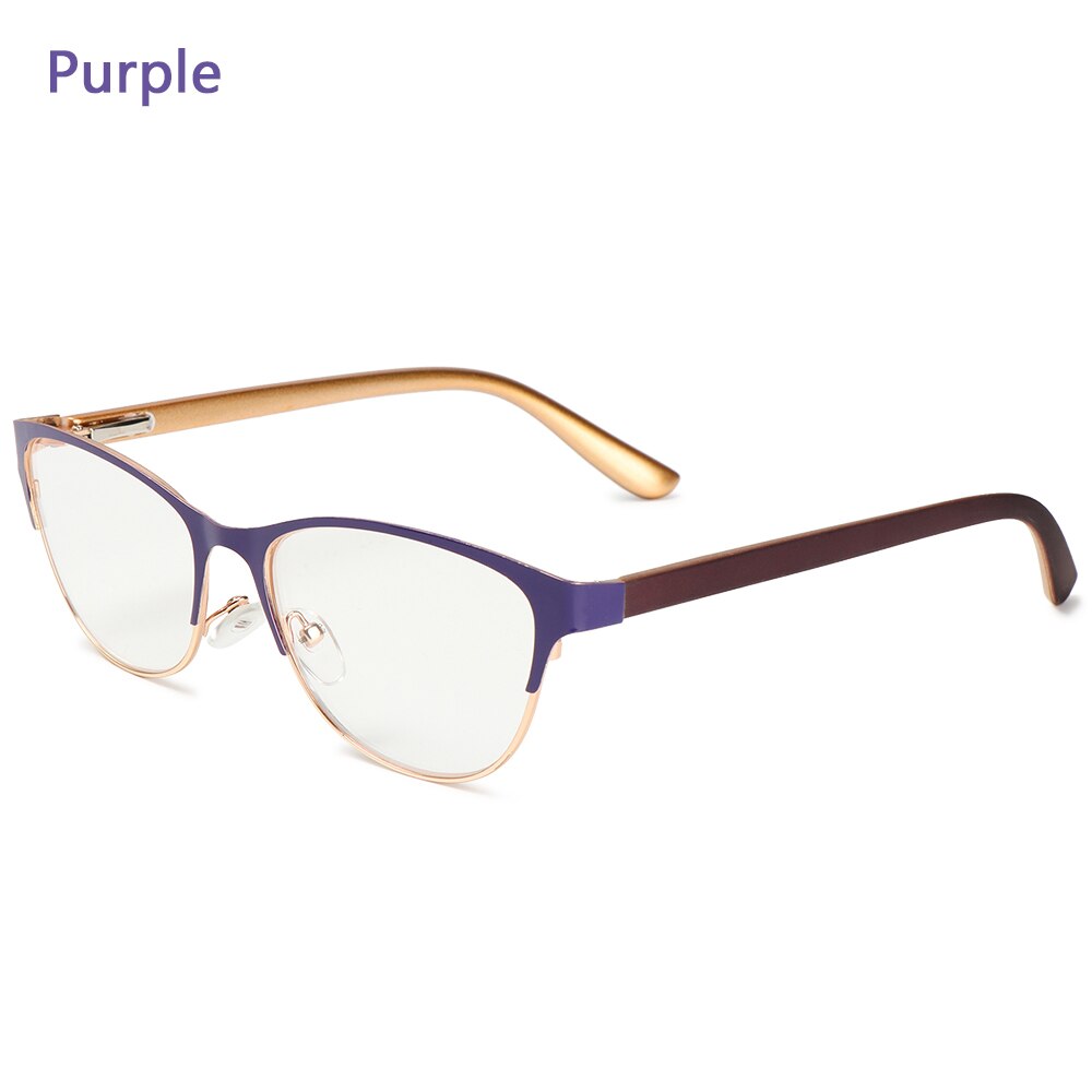 1pc retro half montuur leesbrillen unisex metaal vergroting presbyopie optische bril anti-vermoeidheid hyperopie bril: +300 / Paars