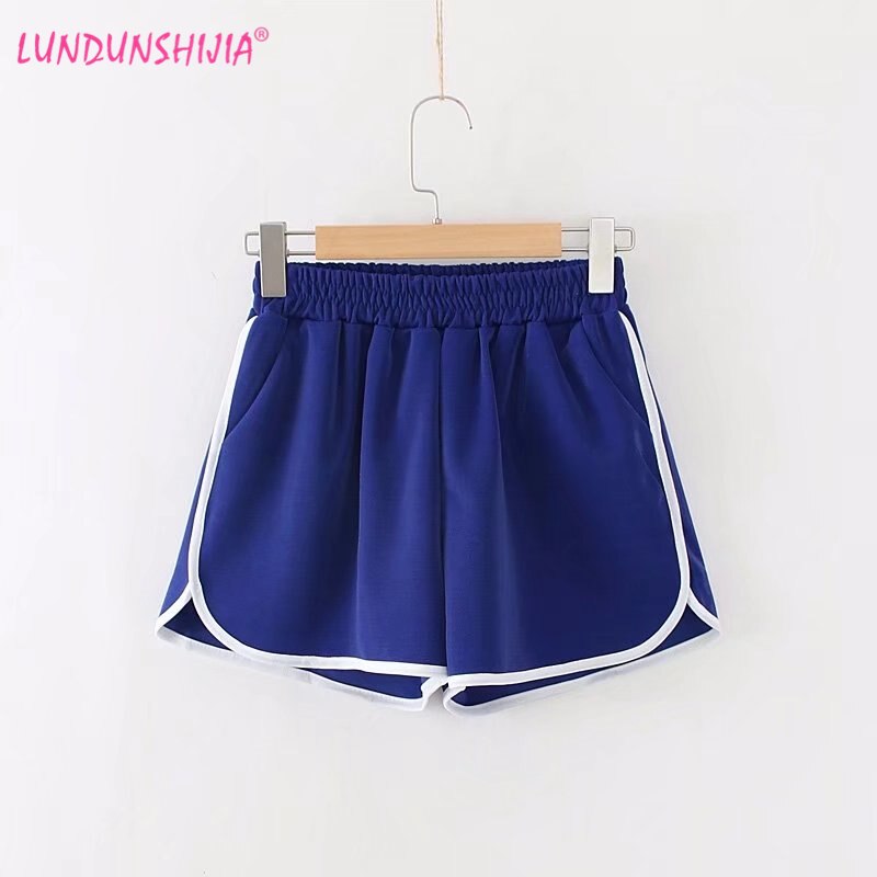 LUNDUNSHIJIA Wit Blauw Shorts Voor Vrouwen Casual Shorts Zomer Dames Elastische Taille Shorts