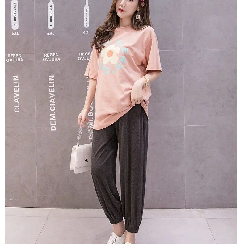 Pantalones deportivos para premamá, pantalón informal con cintura elástica para el vientre, ropa para embarazadas,: Gris / L
