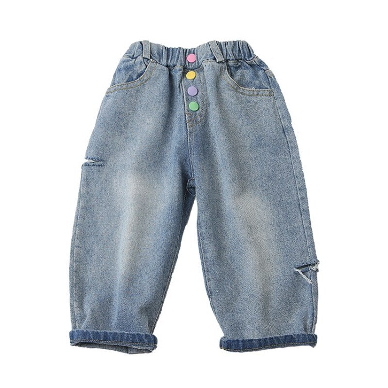 2-7T Jeans per ragazze Toddler Kid neonati vestiti primavera pantaloni larghi in Denim carino dolce moda Streetwear abbigliamento infantile