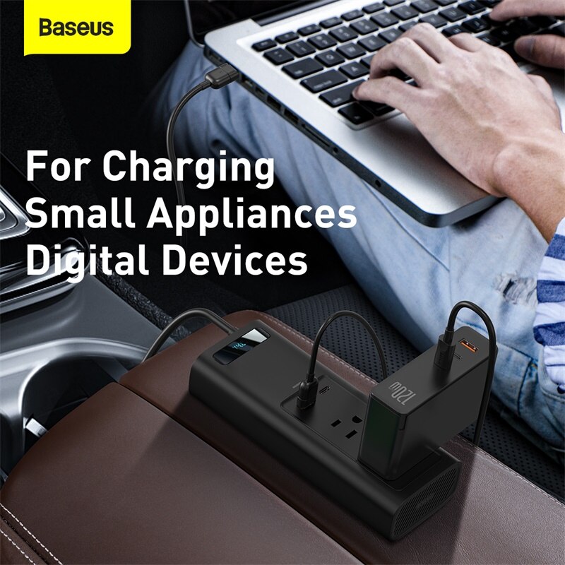 Baseus 150W Auto Omvormer Ac Dual Port Universele 12V Outlets Voor Auto Stofzuiger Heater Auto-Oplader adapter Voor Telefoons Tabletten