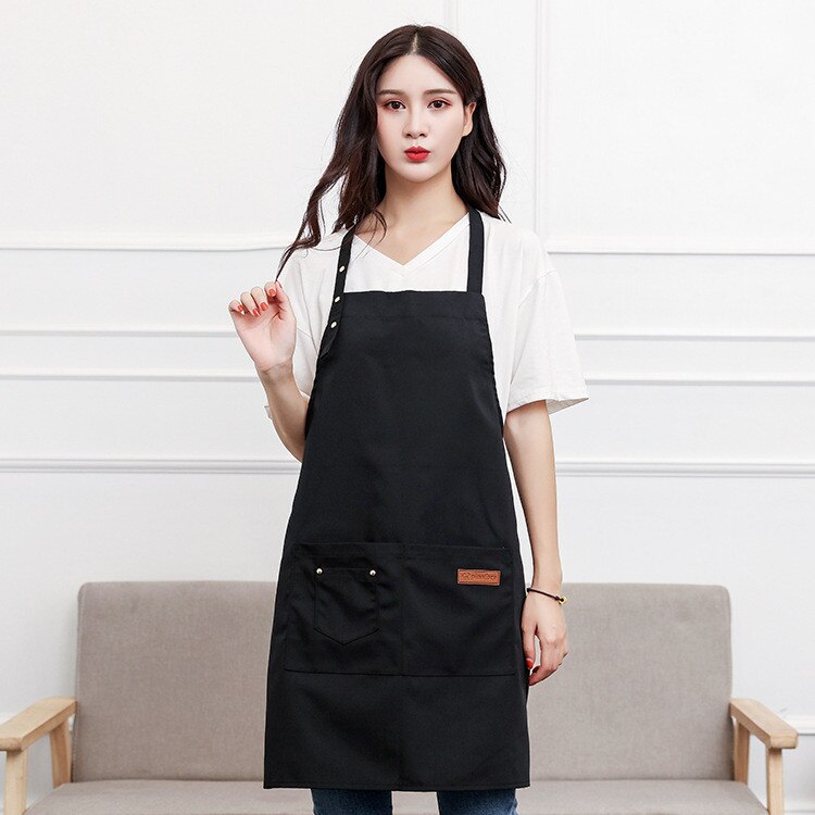 Apron Waterproof Black Washable Canvas Pockets Apron Butcher Crafts Baking Chefs Kitchen Cooking Bbq Plain Home Apron: Black 