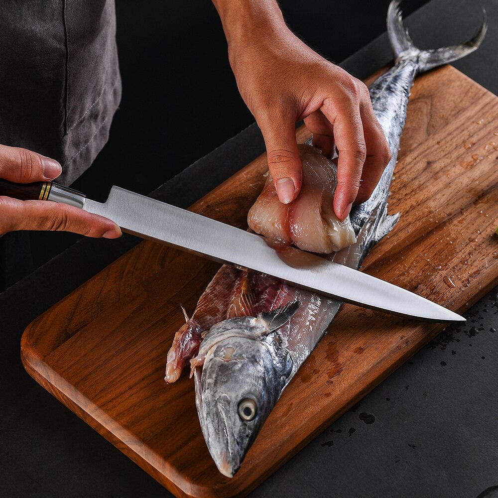 Couteau Sashimi japonais de 11 pouces, Chef de cuisine, couteaux à Sushi, allemagne 1.4116 couteau de pêche au saumon Yanagiba