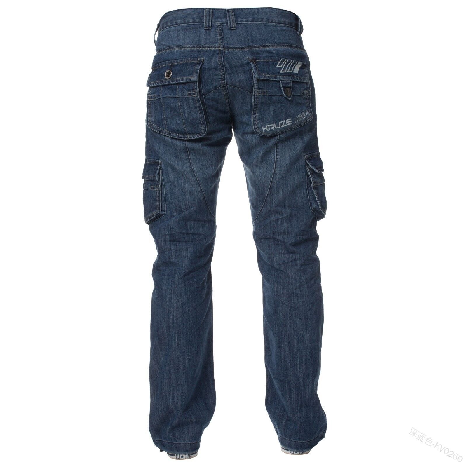 Denim jogger heren cargo jeans gewassen denim lange broek met zakken plus size patchwork jeans