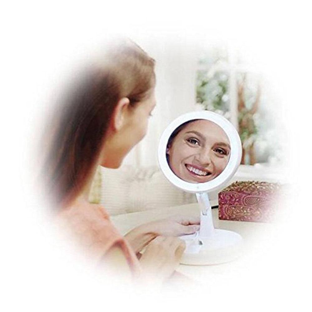 Espejo plegable con luz LED para maquillaje, espejo con aumento de 360 grados, 10X, con luces, cosmético iluminado, para maquillaje