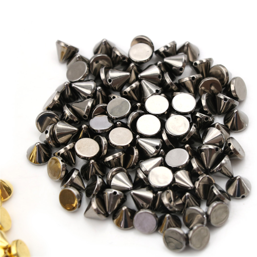 100 Pcs/lot Plastic Sew On Wedding Garment Round Spike Rivet For DIY Crafts Bags Clothes Gold Silver