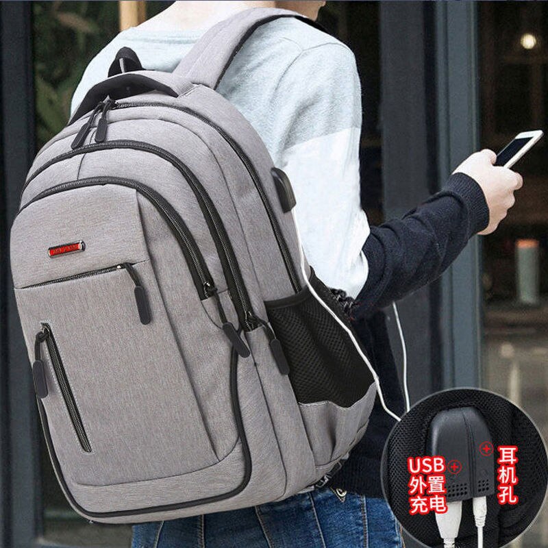 Big Men Backpack School Bags Teen Boys Student High School Back Pack Laptop 15.6 Oxford Gray College Multifunctional Bagpack