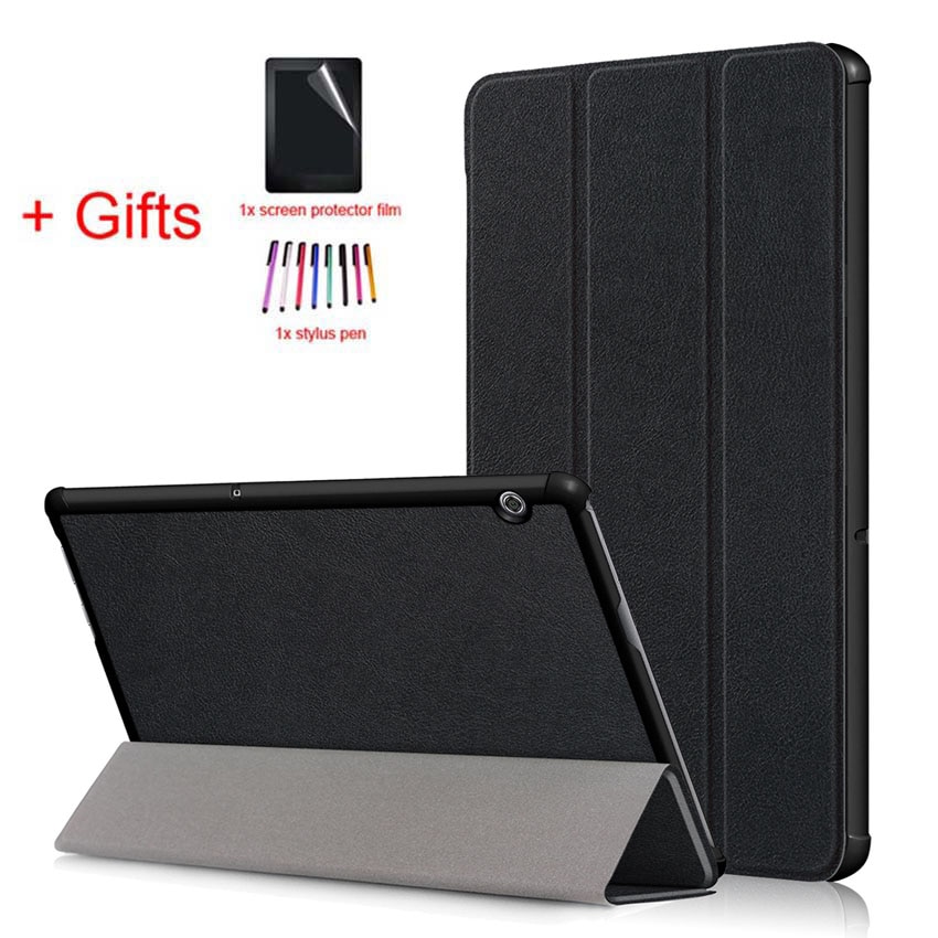 Ultra Slim Case for Huawei Mediapad T5 10 AGS2-W09/L09/L03/W19 10.1" Cover for Huawei Mediapad T5 10 Tablet case+film+stylus: Black