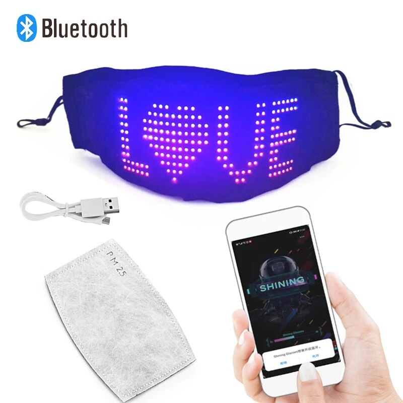 Bluetooth Programmable Rgb Flexible Led Module 16*32 Pixel Display Matrix Sign Android Ios Application Control Led mask Screen: Full color mask