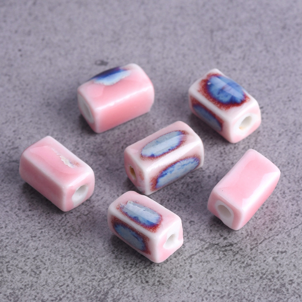 10 pièces Rectangle forme cuboïde 12x8mm fait à la main émaillé émail céramique porcelaine perles en vrac pour la fabrication de bijoux résultats de bricolage: GRIS