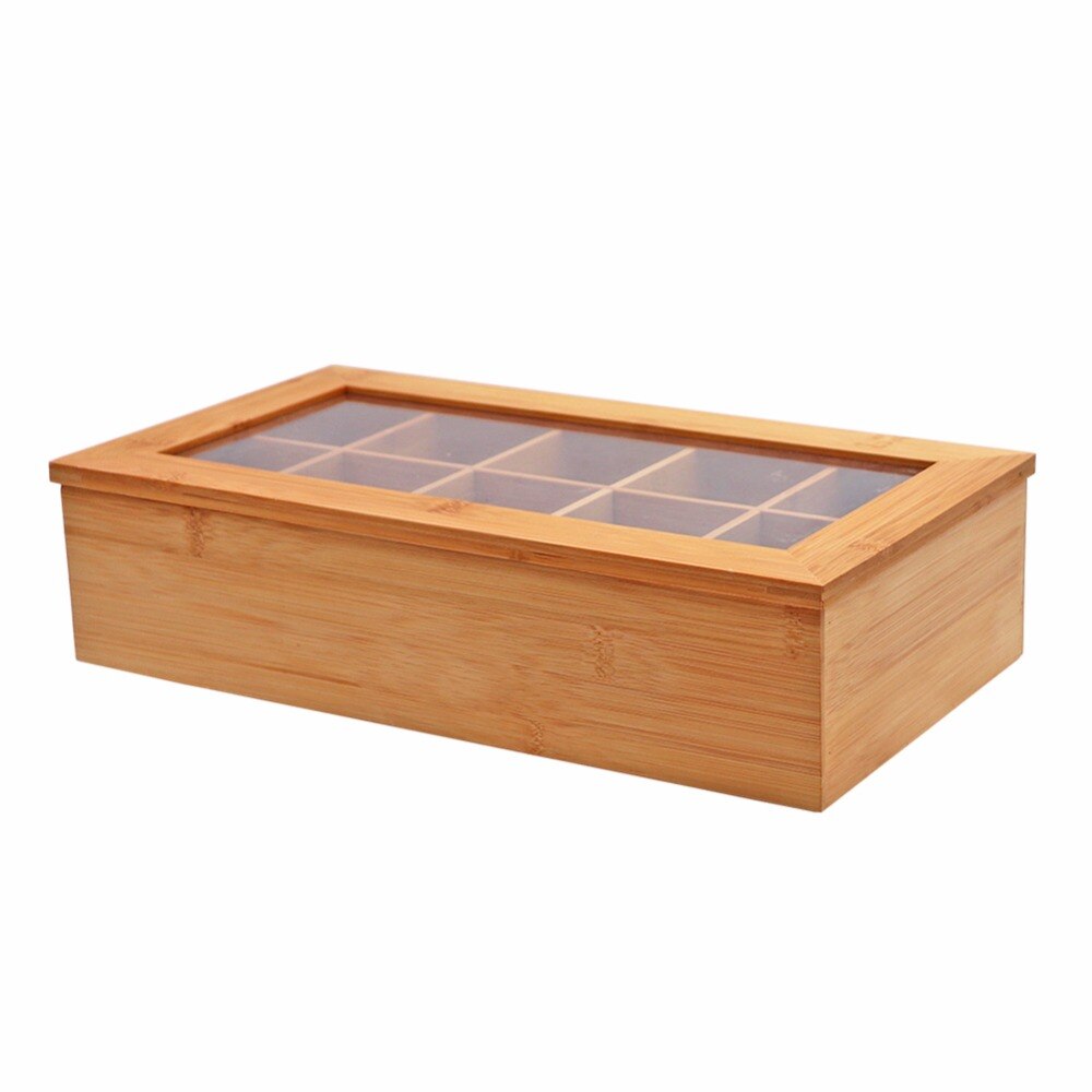 Holz Lagerung Kasten Tee Kasten Lagerung 10 Fächer Teile Container Schmuck Zubehör Lagerung Behälter Bambus Brust fallen