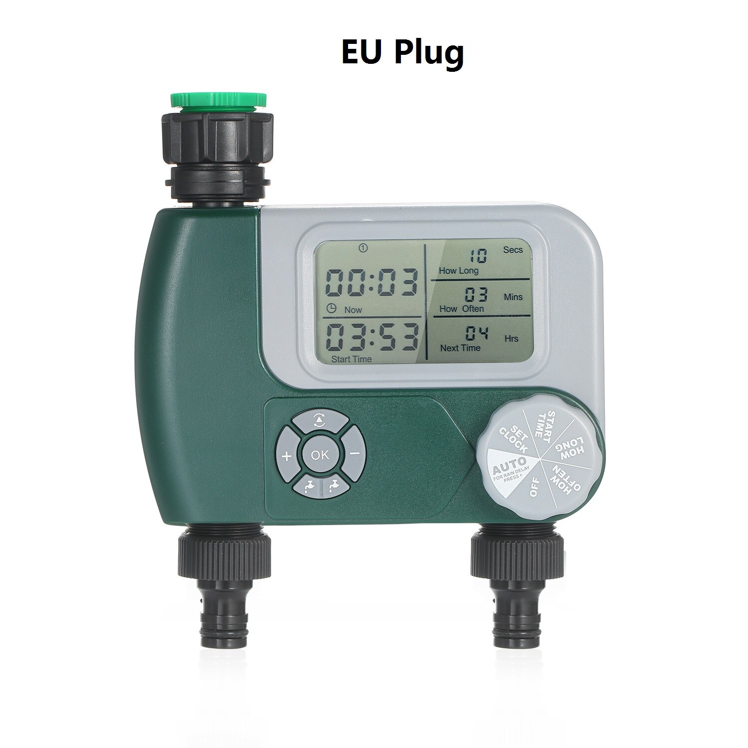 Digital slang kran timer utomhus batteridriven automatisk bevattning sprinklersystem bevattning controller med 2 uttag: Set 2 eu plugg