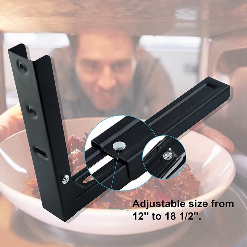 Universal Wall Mount Microwave Brackets Foldable Kitchen Stretch Oven Stand Shelf Rack Load 220 Lb (Set Of 2)