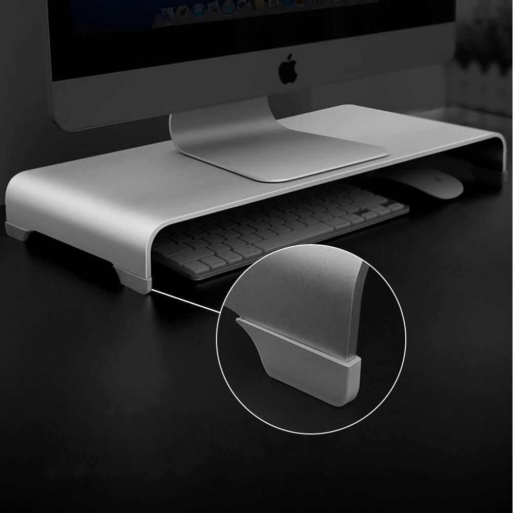 Soporte de Monitor de aluminio soporte de escritorio de Metal Base de elevador de computadora Universal hasta 27 pulgadas pantallas, para Mac monitor MacBook Laptop