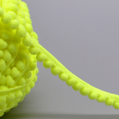 5yd/lot 10mm breedte kleurrijke kleine PP bal kant lint kwastje trim naaien materiaal accessoires voor woondecoratie: yellow 604