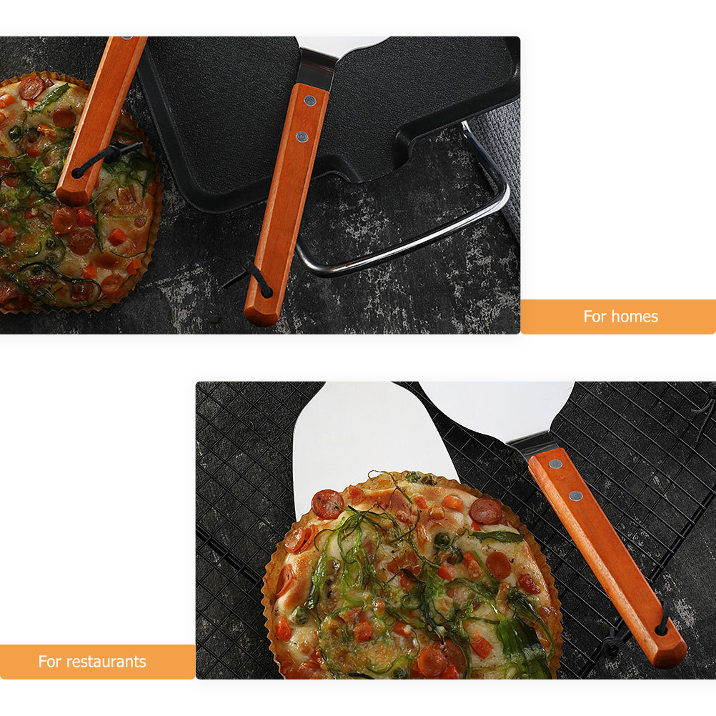 Household Steak Cooking Spatula Stainless Steel Spatula Turner with Wood Handle