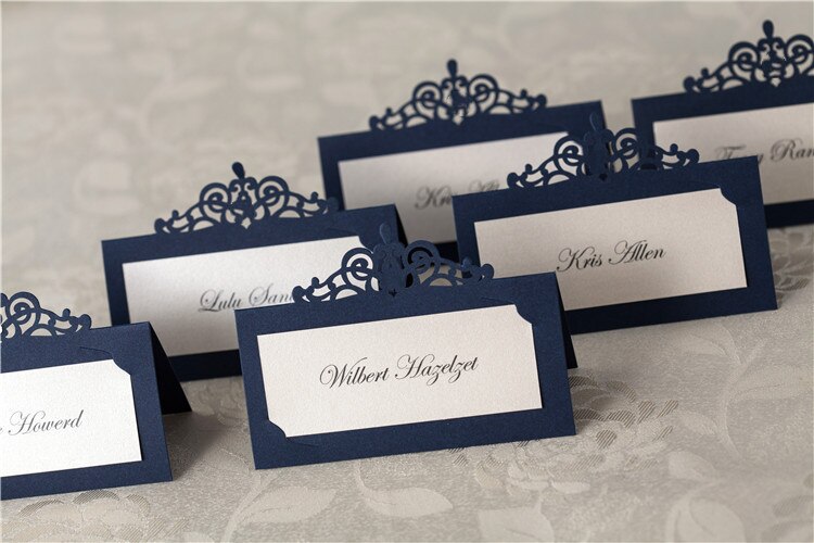 24/48pcs Blue Place Card Holder Table Centerpieces Number Name Card Wedding Banquet Decoration Event Party Cards & Invitations