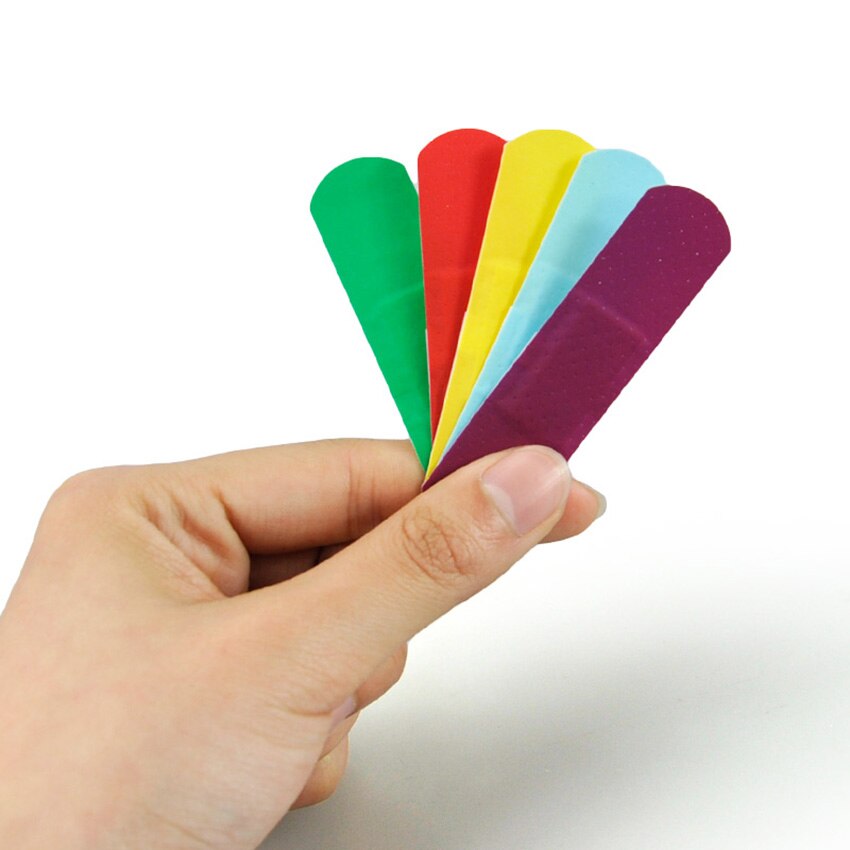 50Pcs/set Colorful Waterproof Bandages Breathable Band-aids Flexible Fabric Adhesive Bandages for Wound Care and First Aid
